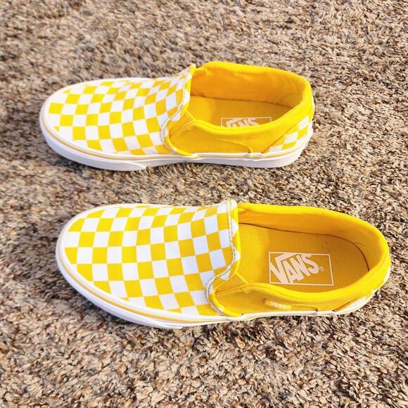 Vans Classic Slip-On Checkerboard Yellow White Size 6.5 - Picture 3 of 9